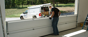 photo installation of garage door section